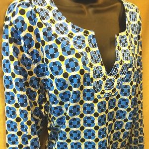 Talbots Pattern Linen Shirt w/Stitch Detail